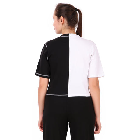 Cotton Crop Top For Women (Black/White)