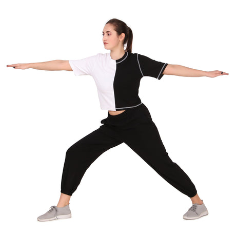 Cotton Crop Top For Women (Black/White)