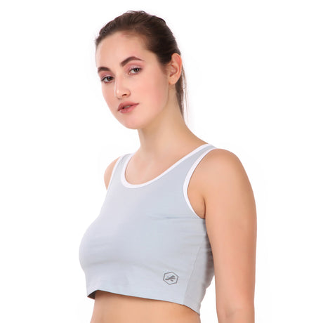 Cotton Crop Tank Top For Women (Sky)
