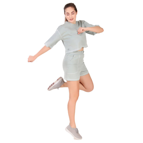 Cotton Crop Top For Women (Light Green)