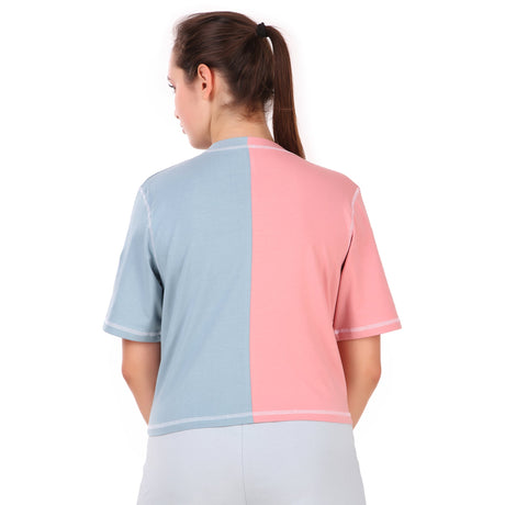 Cotton Crop Top For Women (Pink/Green)