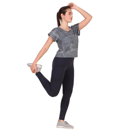 Performance Chic Mega Sleeve Tshirt For Women (Abstract Grey)