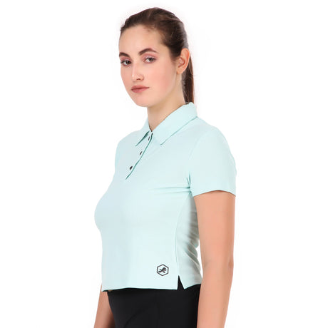 Activewear Polo Crop Top For Women (Sky)