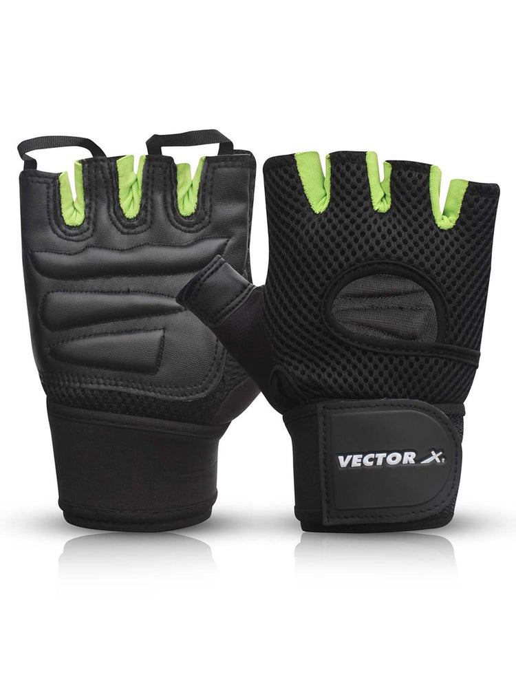 Vector X VX 500 Gym Fitness Fingerless Gloves for Men Women Sports Practice Gloves with Wrist Support Accessories