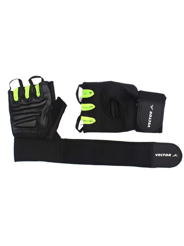 Vector X VX 500 Gym Fitness Fingerless Gloves for Men Women Sports Practice Gloves with Wrist Support Accessories