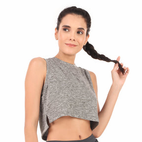 Performance Crop Top For Women (Iron Melange)