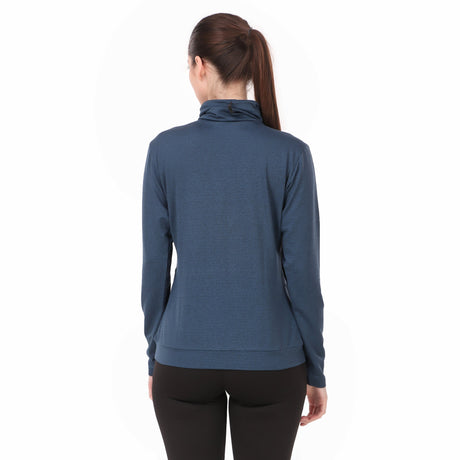 Performance Cowl Neck Tshirt For Women FS (Blue Melange)