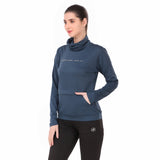 Performance Cowl Neck Tshirt For Women FS (Blue Melange)