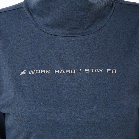 Performance Cowl Neck Tshirt For Women FS (Blue Melange)