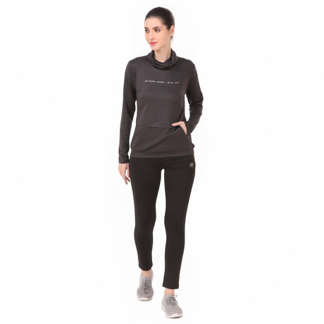 Performance Cowl Neck Tshirt For Women FS (Charcoal)