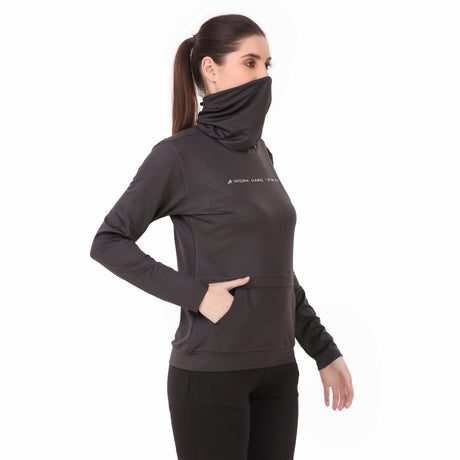 Performance Cowl Neck Tshirt For Women FS (Charcoal)