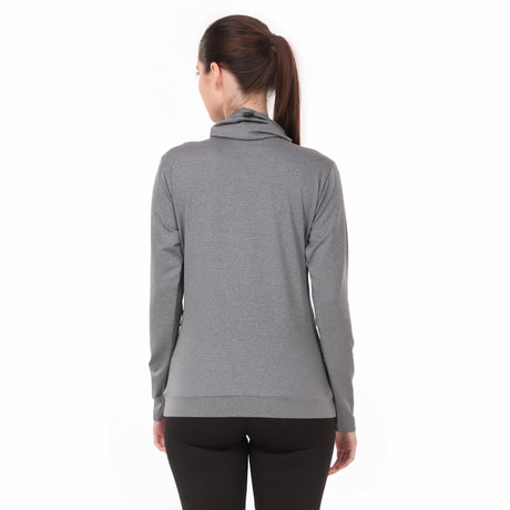 Performance Cowl Neck Tshirt For Women FS (Grey Melange)