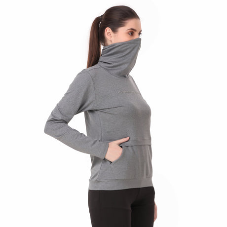 Performance Cowl Neck Tshirt For Women FS (Grey Melange)