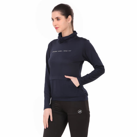 Performance Cowl Neck Tshirt For Women FS (Oxford Blue)