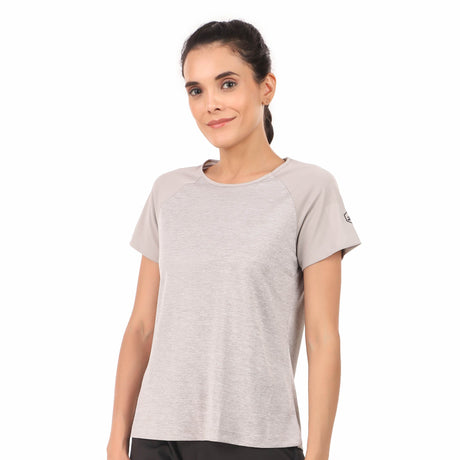 Performance Raglan Sleeves Tshirt For Women (Smoke Melange)