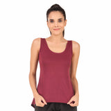 Back Cut-Out Sleeveless Tshirt For Women (Maroon)