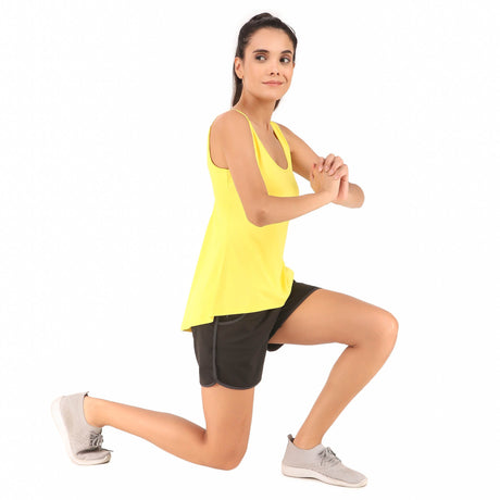 Back Cut-Out Sleeveless Tshirt For Women (Yellow)