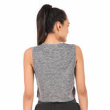 Performance Crop Top For Women (Grey Melange)
