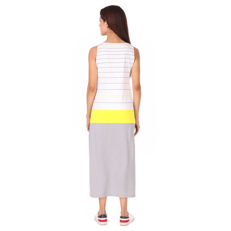 ReDesign Women Long Dress (Grey & White)
