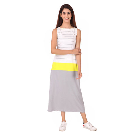ReDesign Women Long Dress (Grey & White)