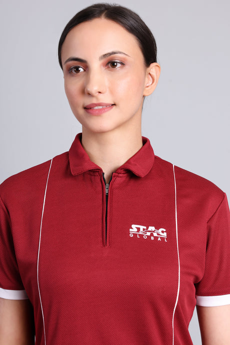STAG GLOBAL Crossover Women's Polo T-Shirt |  100% Polyester | Lightweight | All-Day Comfort