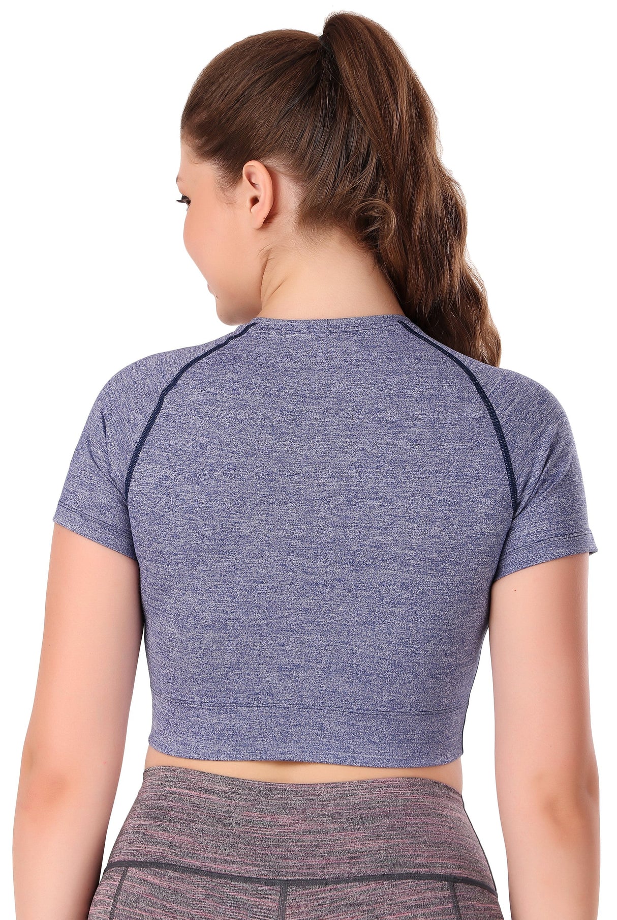 Compression Crop Top For Women (Purple Heather)