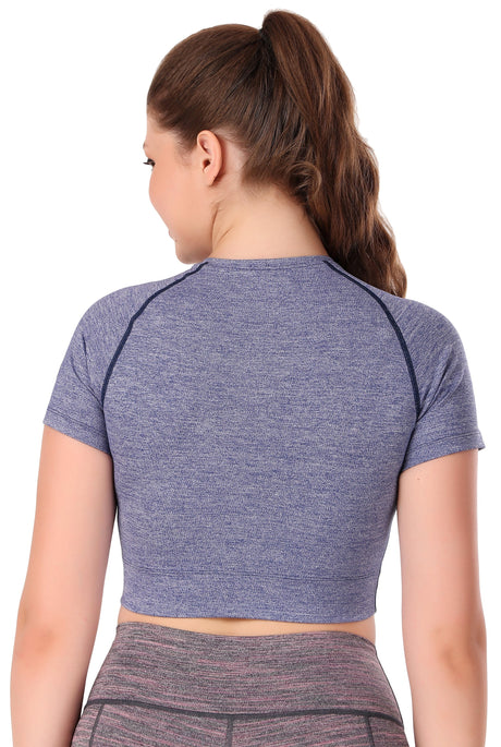 Compression Crop Top For Women (Purple Heather)