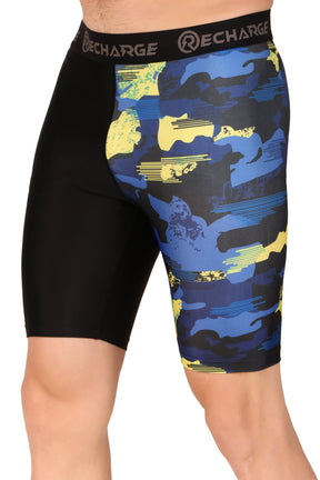 Men's Polyester Pocket Compression Shorts (1L Blue Camo)