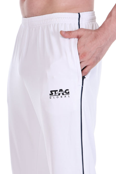Stag Global APX Pure White Half Sleeve Sports Set for Men & Women | Collared T-Shirt with Track Pant | Moisture Wicking | 4-Way Stretch