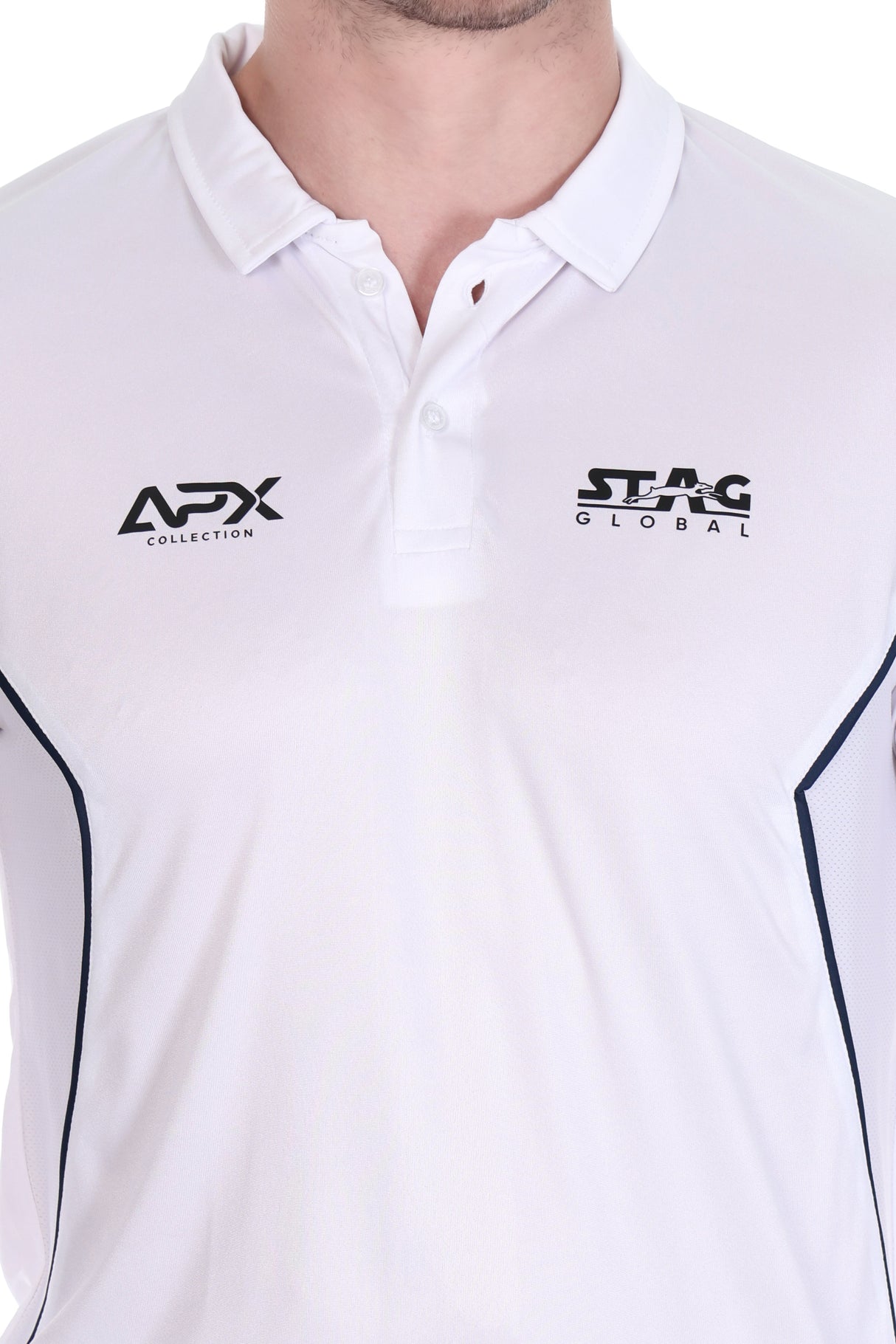 Stag Global APX Pure White Full Sleeve Sports Set for Men & Women | Collared T-Shirt with Track Pant | Moisture Wicking | 4-Way Stretch