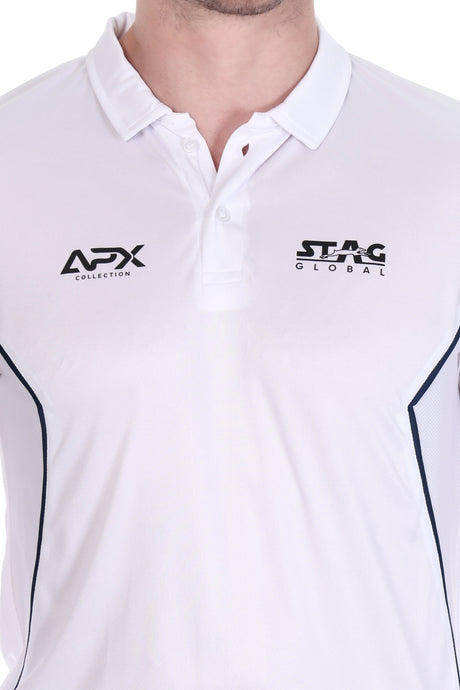 Stag Global APX Pure White Full Sleeve Sports Set for Men & Women | Collared T-Shirt with Track Pant | Moisture Wicking | 4-Way Stretch