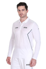 Stag Global APX Pure White Full Sleeve Sports T-Shirt for Men | Collar Neck | 4-Way Stretch | Moisture Wicking | 140 GSM