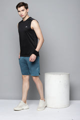 Alcis Men Black Camouflage Printed Back Slim Fit T-shirt