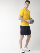 Alcis Men Yellow Solid Polo Collar T-shirt