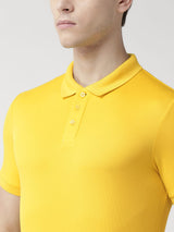 Alcis Men Yellow Solid Polo Collar T-shirt