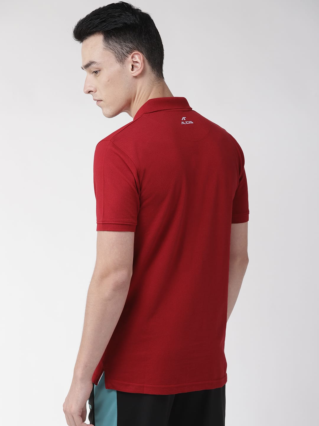 Alcis Men Red Solid Polo Collar Training T-shirt