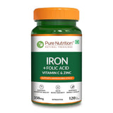 Iron with Folic Acid - 120 Tablets | Supports Haemoglobin Production and Helps Maintain Healthy Iron Levels - Nutrition by Pure Nutrition