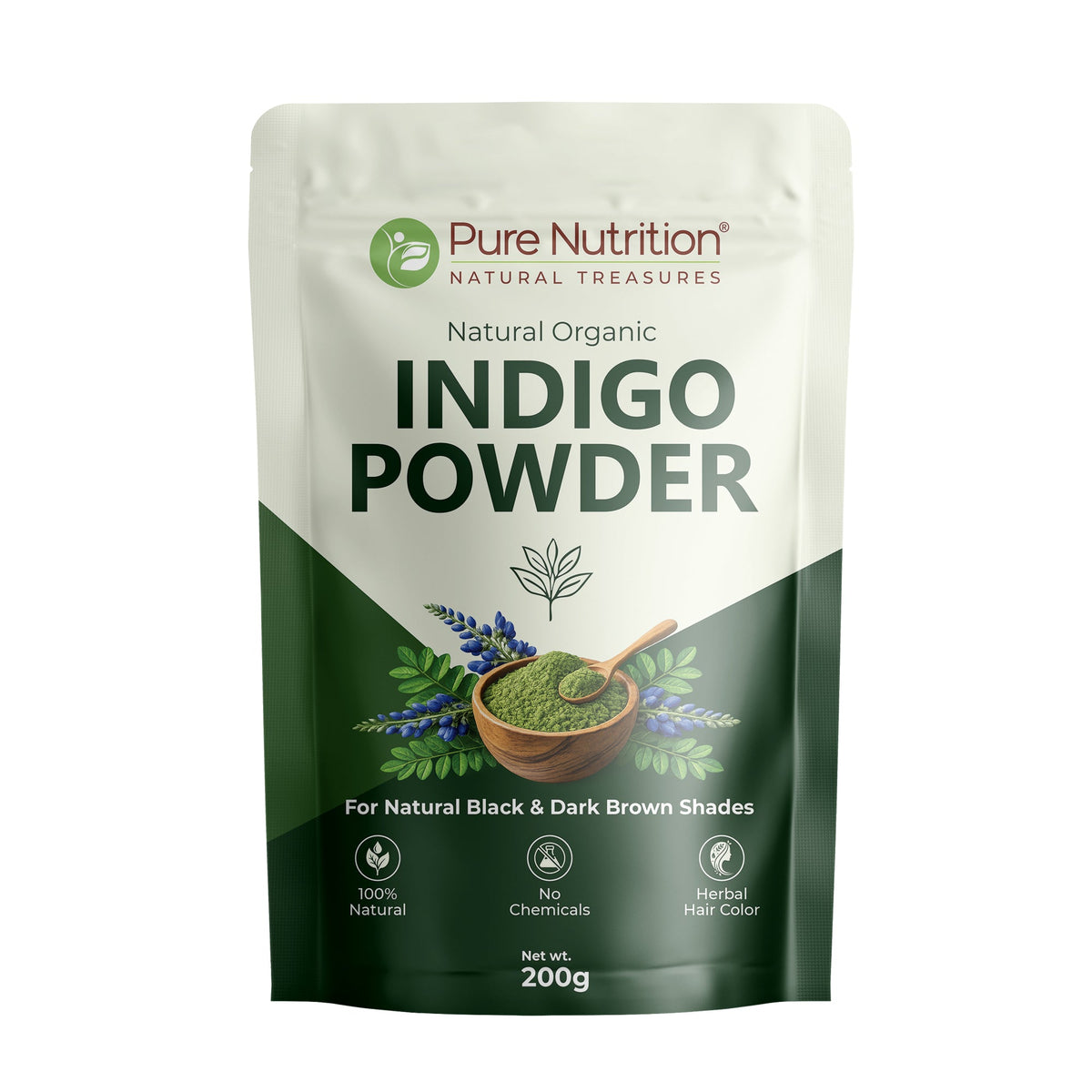 Natural Organic Indigo Powder – Chemical-Free Hair Coloring for Black & Dark Shades - Nutrition by Pure Nutrition