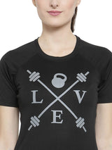 Invincible Women’s Gym Love Round Neck Workout T-Shirt