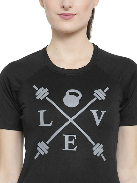Invincible Women’s Gym Love Round Neck Workout T-Shirt | K.L. Mahajan & Sons (Invincible)