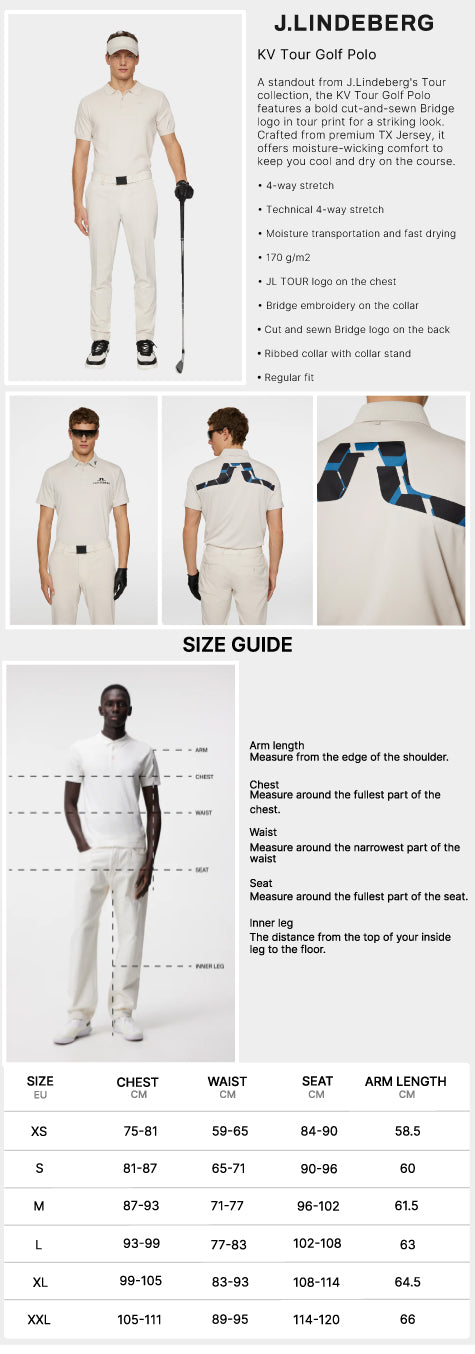 J Lindeberg Men’s KV Tour Golf Polo - Moonbeam