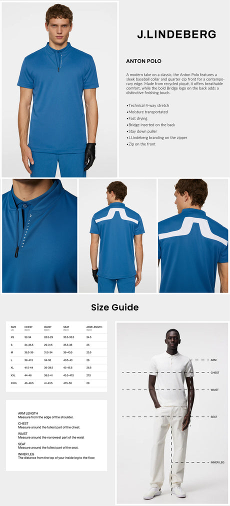 J Lindeberg Men’s Anton Golf Polo - Dark Blue