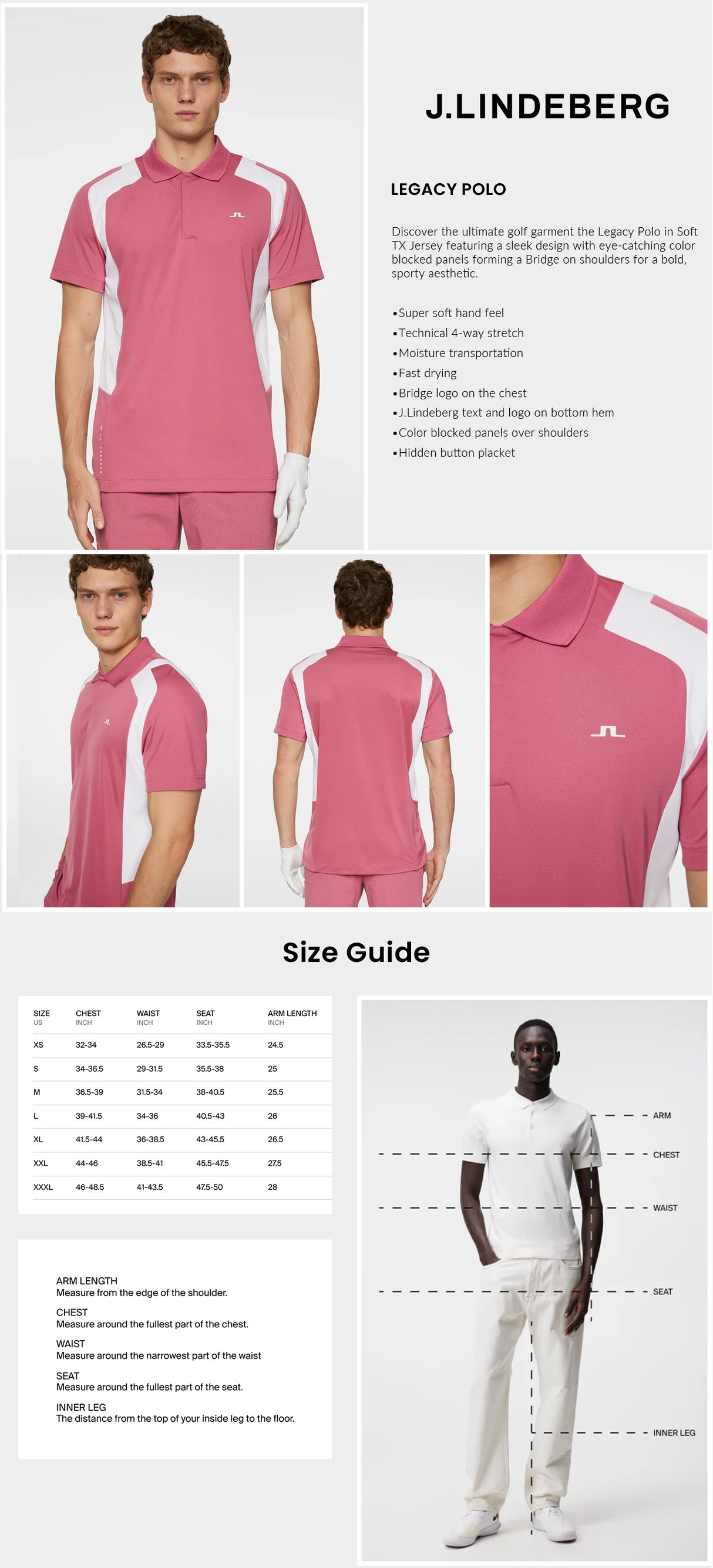 J Lindeberg Men’s Legacy Golf Polo - Rose Wine