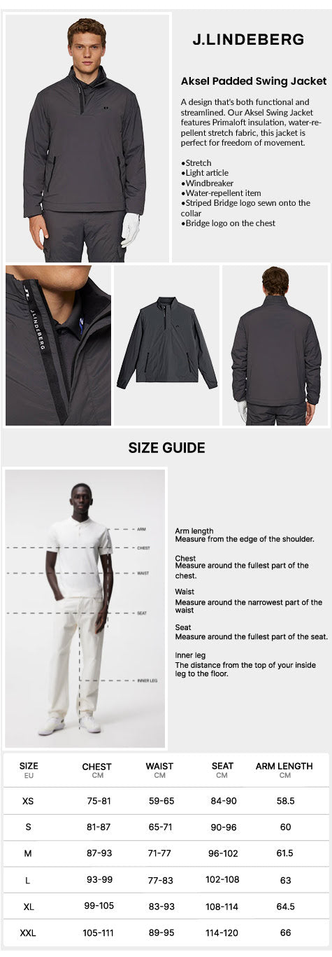 J Lindeberg Men's Aksel Padded Swing Jacket - Asphalt