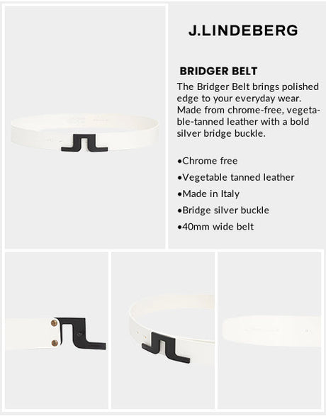 J Lindeberg Men’s Bridger Belt - White