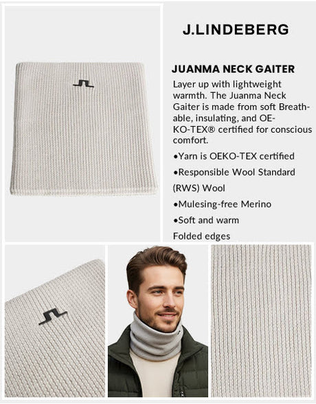 J Lindeberg Men's Juanma Neck Gaiter - Moonbeam