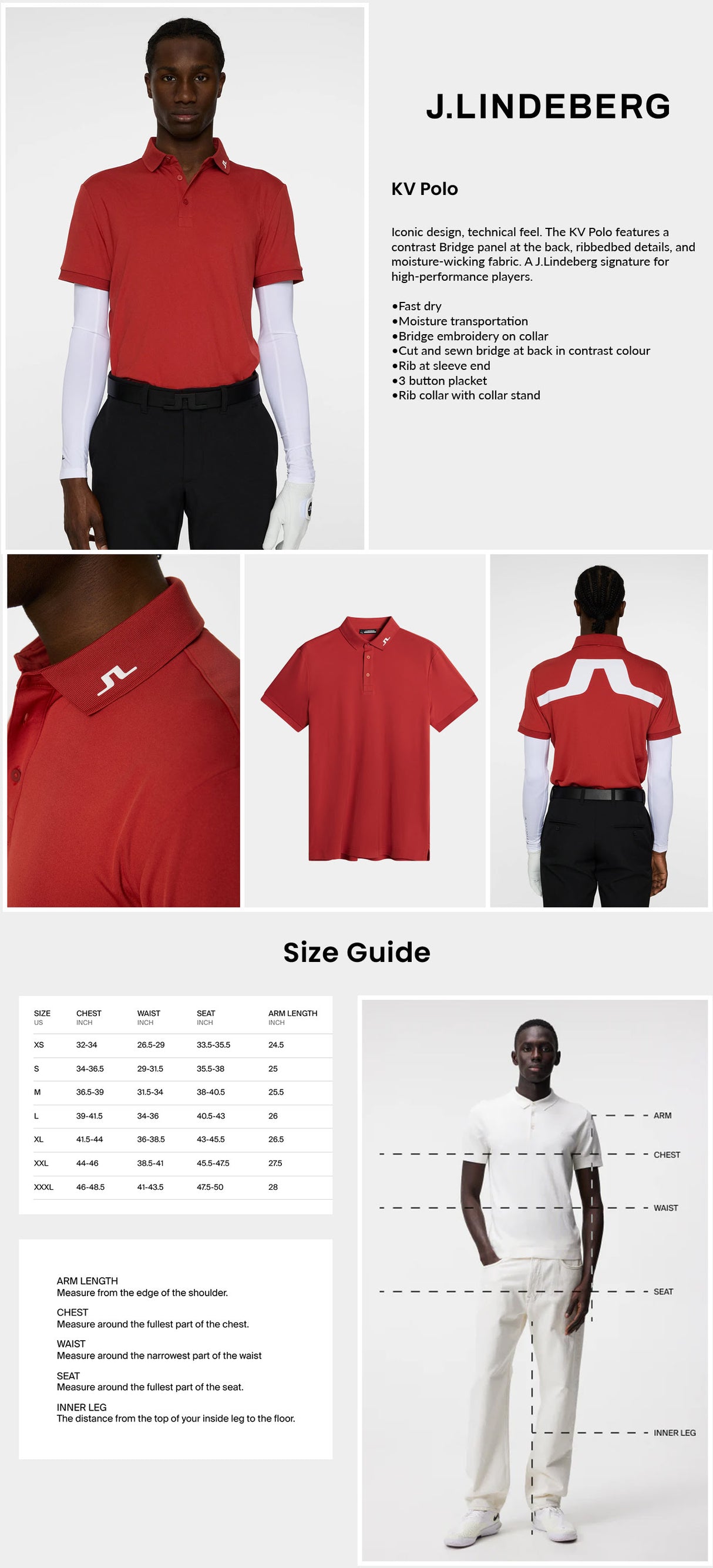 J Lindeberg Men's KV Golf Polo - Bossa Nova