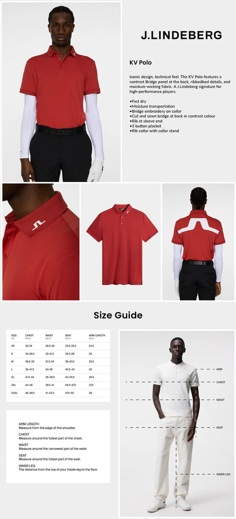 J Lindeberg Men's KV Golf Polo - Bossa Nova