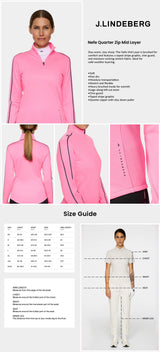 J Lindeberg Women's Nefe Quarter Zip Mid Layer  - Eosine Pink
