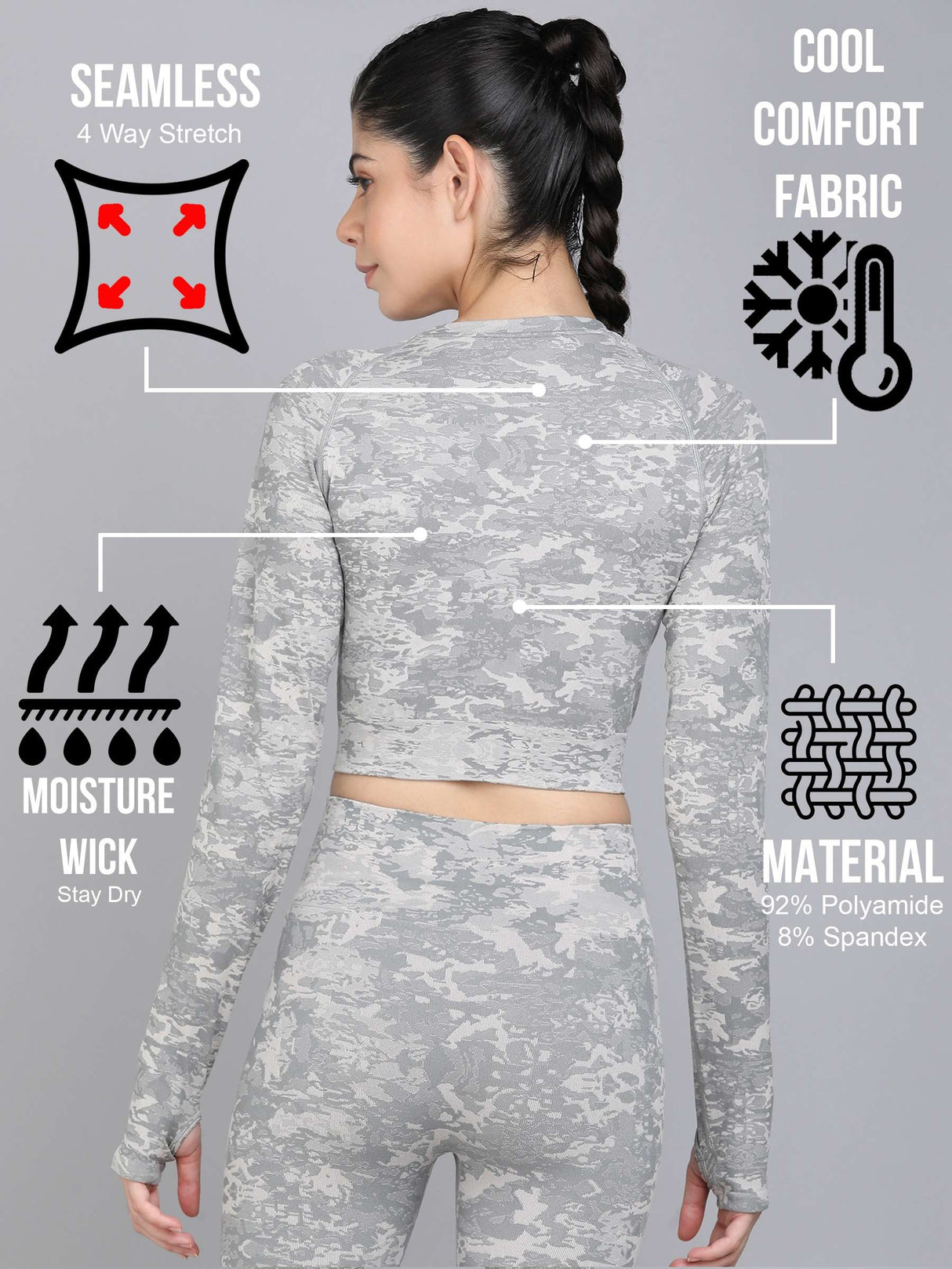 Seamless Camo Full Sleeves Top